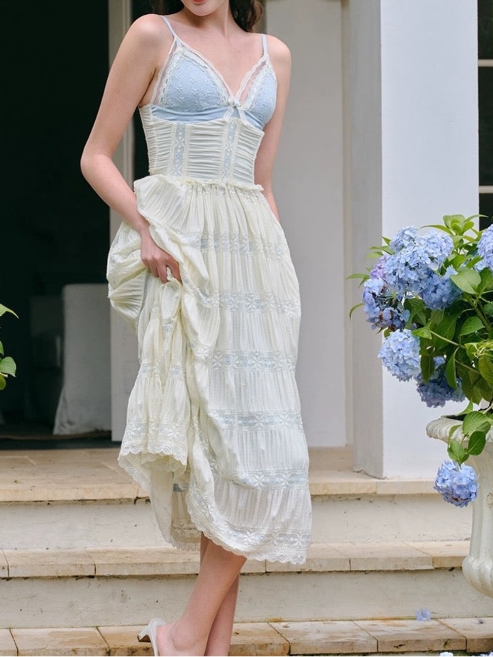 Rare Lacemade Mediterranean Garden Dress Large